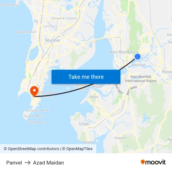 Panvel to Azad Maidan map