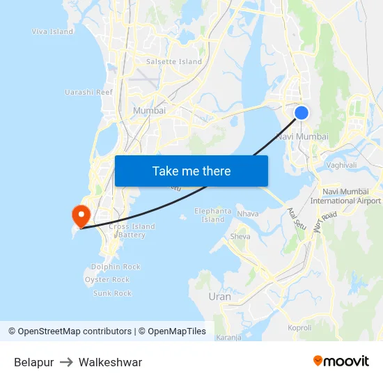 Belapur to Walkeshwar map