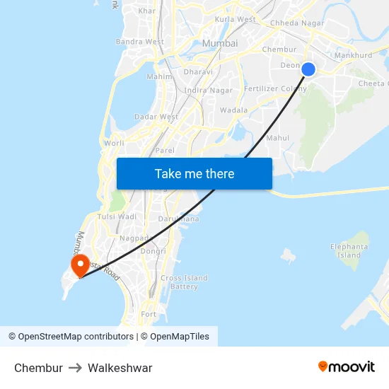 Chembur to Walkeshwar map