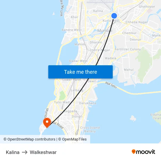 Kalina to Walkeshwar map