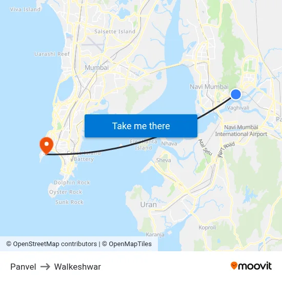 Panvel to Walkeshwar map