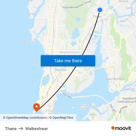 Thane to Walkeshwar map
