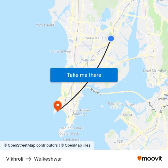 Vikhroli to Walkeshwar map