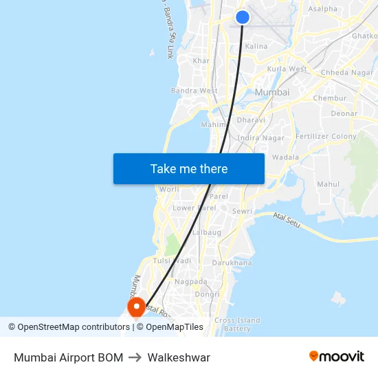 Mumbai Airport BOM to Walkeshwar map