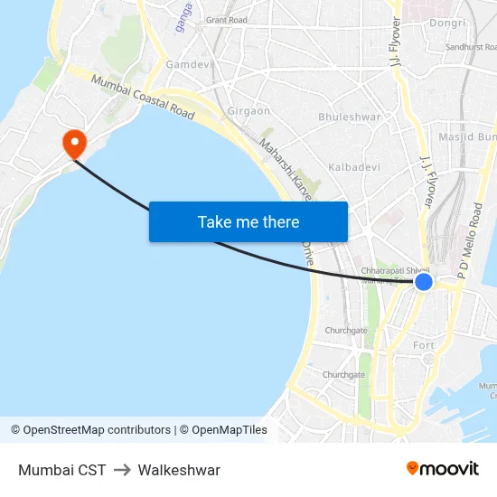 Mumbai CST to Walkeshwar map