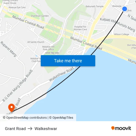 Grant Road to Walkeshwar map