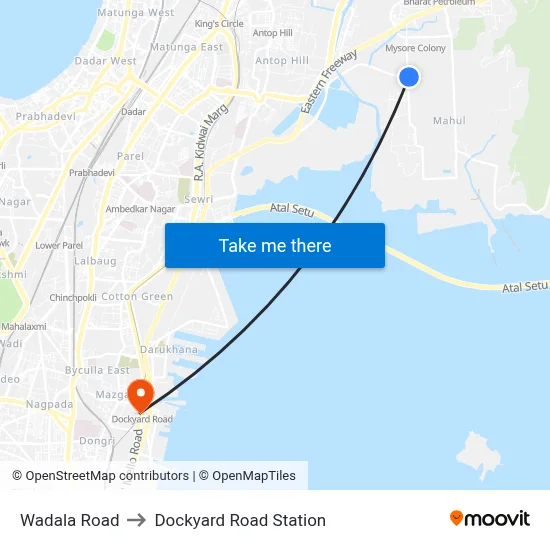 Wadala Road to Dockyard Road Station map