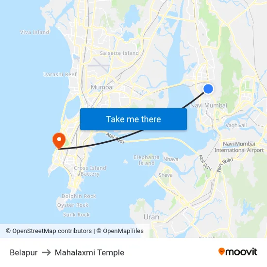 बेलापुर to महालक्ष्मी मंदिर map