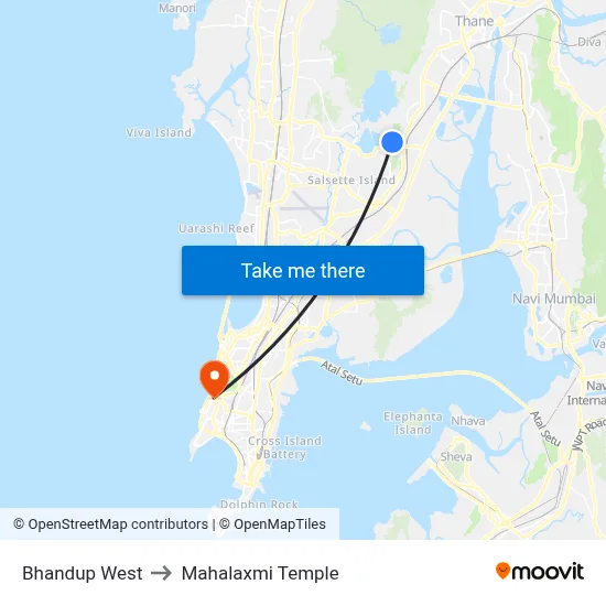 Bhandup West to Mahalaxmi Temple map