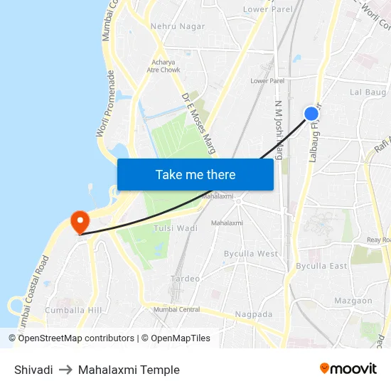 Shivadi to Mahalaxmi Temple map