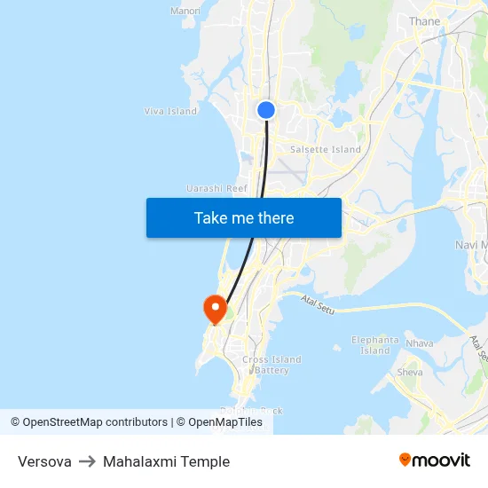 Versova to Mahalaxmi Temple map
