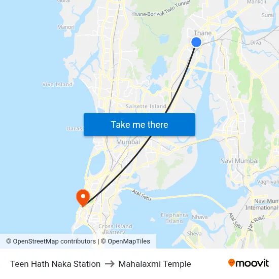 Teen Hath Naka Station to Mahalaxmi Temple map