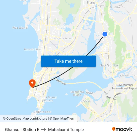 Ghansoli Station E to Mahalaxmi Temple map