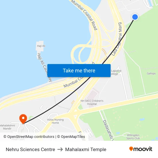 Nehru Sciences Centre to Mahalaxmi Temple map