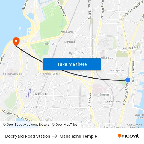 Dockyard Road Station to Mahalaxmi Temple map