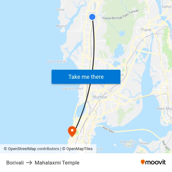 Borivali to Mahalaxmi Temple map