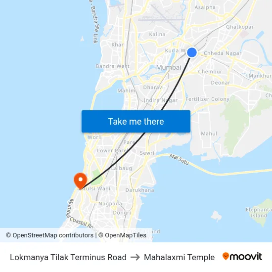 Lokmanya Tilak Terminus Road to Mahalaxmi Temple map