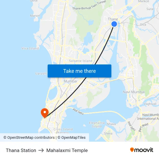 Thana Station to Mahalaxmi Temple map