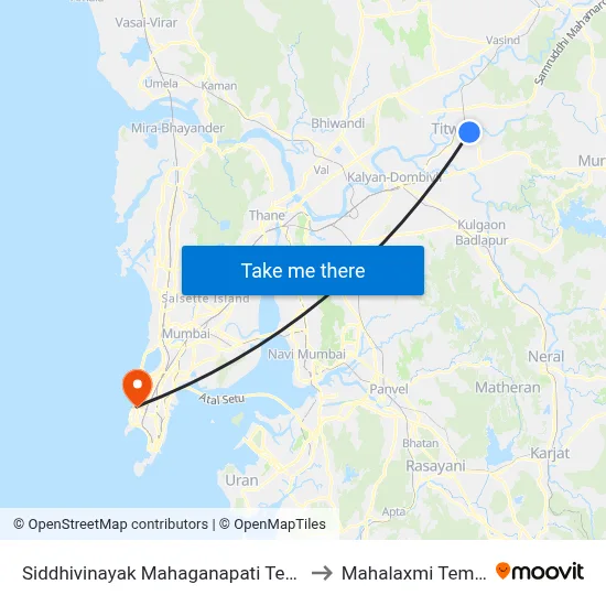 Siddhivinayak Mahaganapati Temple to Mahalaxmi Temple map