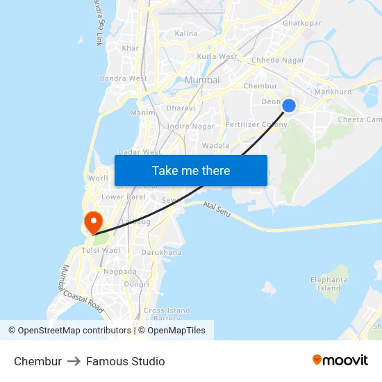 Chembur to Famous Studio map