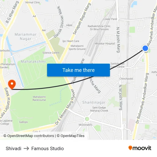 Shivadi to Famous Studio map