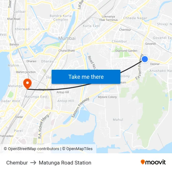 Chembur to Matunga Road Station map