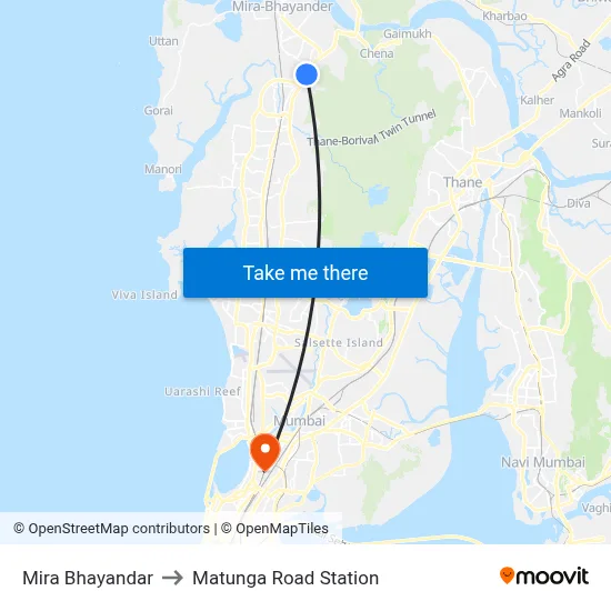Mira Bhayandar to Matunga Road Station map