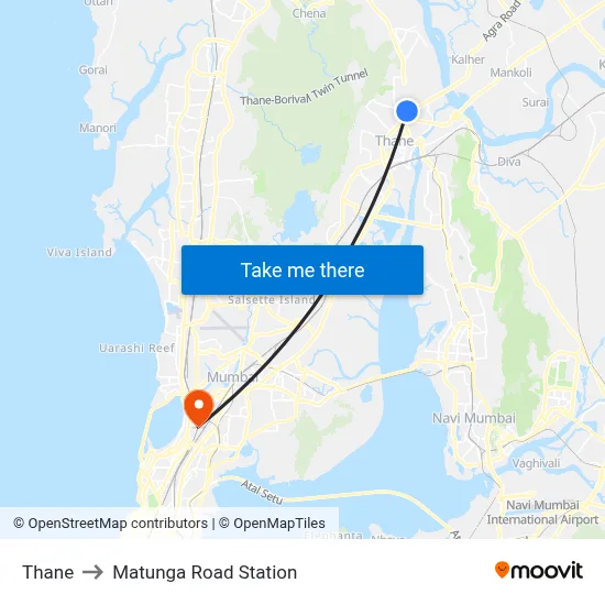Thane to Matunga Road Station map