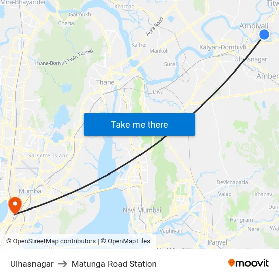 Ulhasnagar to Matunga Road Station map