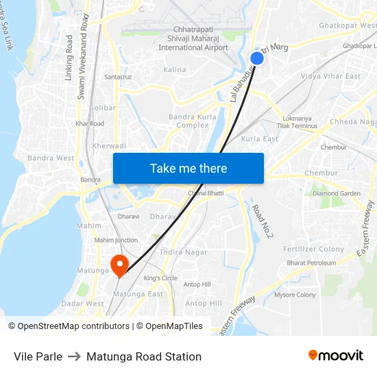 Vile Parle to Matunga Road Station map