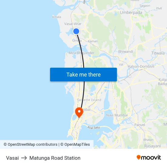 Vasai to Matunga Road Station map
