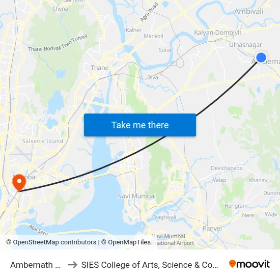 Ambernath (Sc) to SIES College of Arts, Science & Commerce map