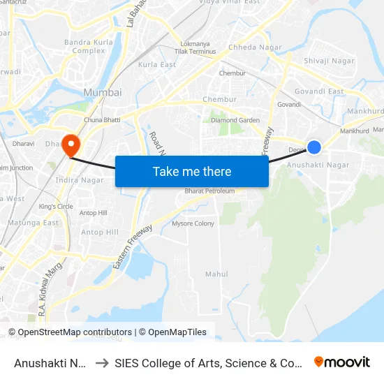 Anushakti Nagar to SIES College of Arts, Science & Commerce map