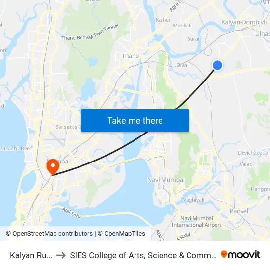 Kalyan Rural to SIES College of Arts, Science & Commerce map