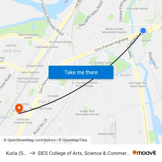 Kurla (Sc) to SIES College of Arts, Science & Commerce map