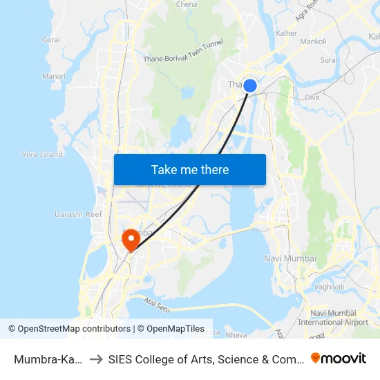 Mumbra-Kalwa to SIES College of Arts, Science & Commerce map