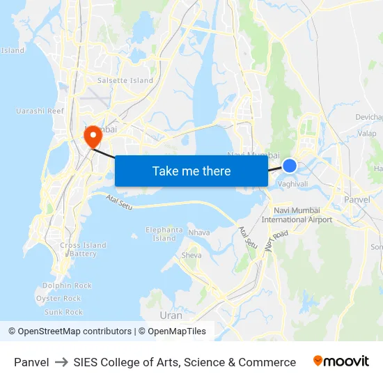 Panvel to SIES College of Arts, Science & Commerce map