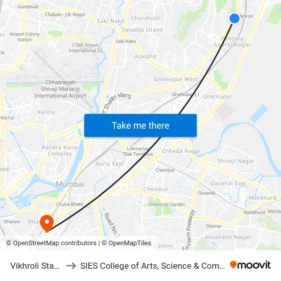 Vikhroli Station to SIES College of Arts, Science & Commerce map