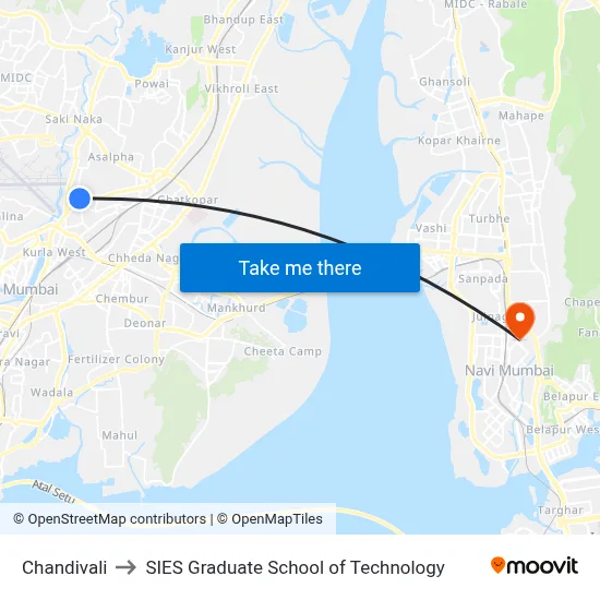 Chandivali to SIES Graduate School of Technology map