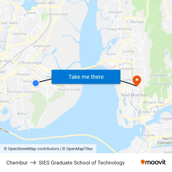 Chembur to SIES Graduate School of Technology map