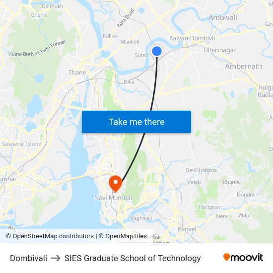 Dombivali to SIES Graduate School of Technology map