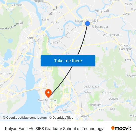Kalyan East to SIES Graduate School of Technology map