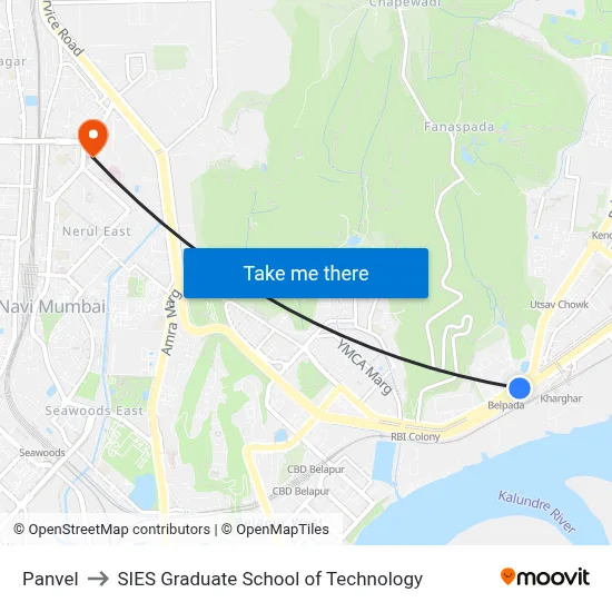 Panvel to SIES Graduate School of Technology map