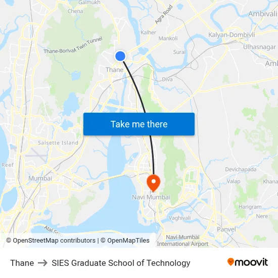 Thane to SIES Graduate School of Technology map