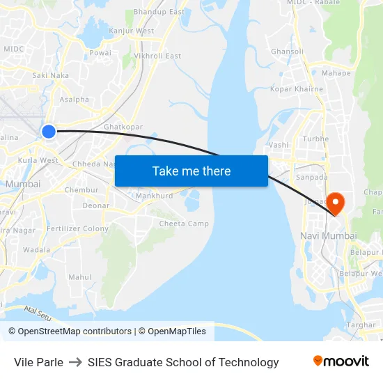 Vile Parle to SIES Graduate School of Technology map