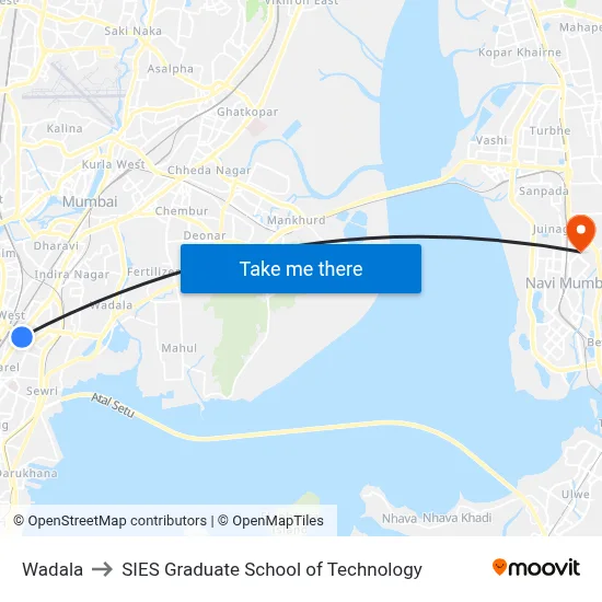 Wadala to SIES Graduate School of Technology map