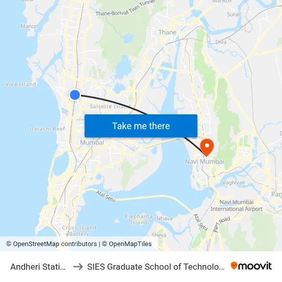 Andheri Station to SIES Graduate School of Technology map