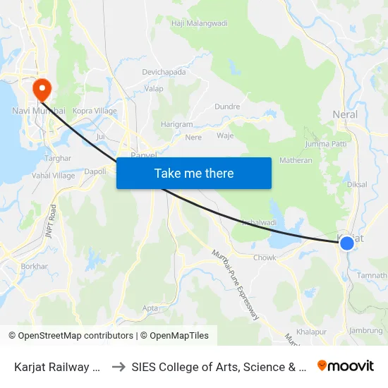 Karjat Railway Station to SIES College of Arts, Science & Commerce map