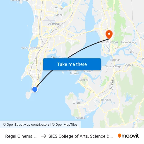 Regal Cinema Colaba to SIES College of Arts, Science & Commerce map