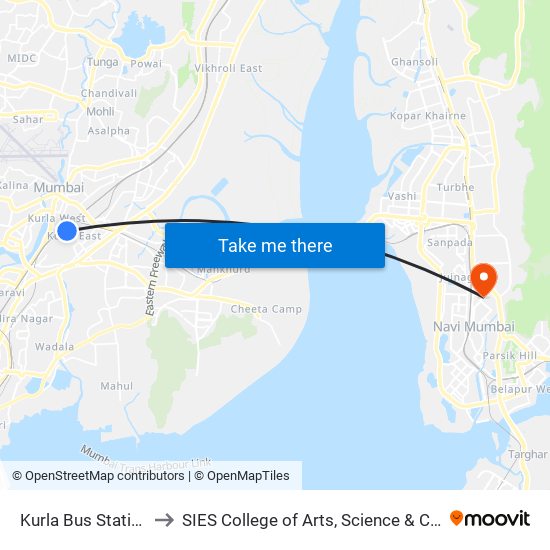 Kurla Bus Station (E) to SIES College of Arts, Science & Commerce map